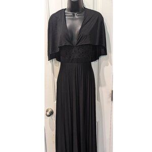 ASOS Long Black Formal Dress With Shoulder Drapes (Women's Size 6 US)
